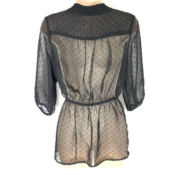 3/$25 Mossimo Sheer Black Mesh Peplum Blouse XS - Picture 2 of 8